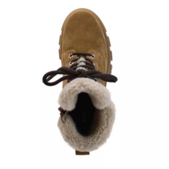 Marc Fisher Aboli Brown Suede Faux Fur Combat Ankle Boots Women’s Size 9.5 - Picture 13 of 16